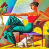 Cubist Woman And Dog paint by numbers