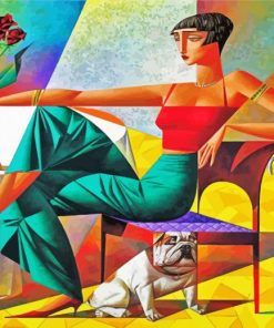 Cubist Woman And Dog paint by numbers