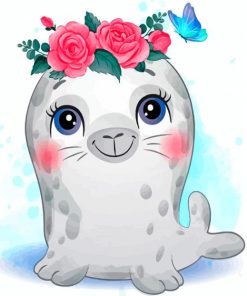 Seal With Floral Crown paint by numbers