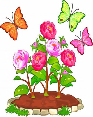 Blooming Flowers And Butterflies paint by numbers