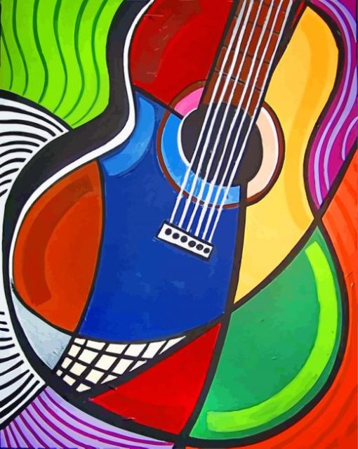Colorful Guitar Art paint by numbers