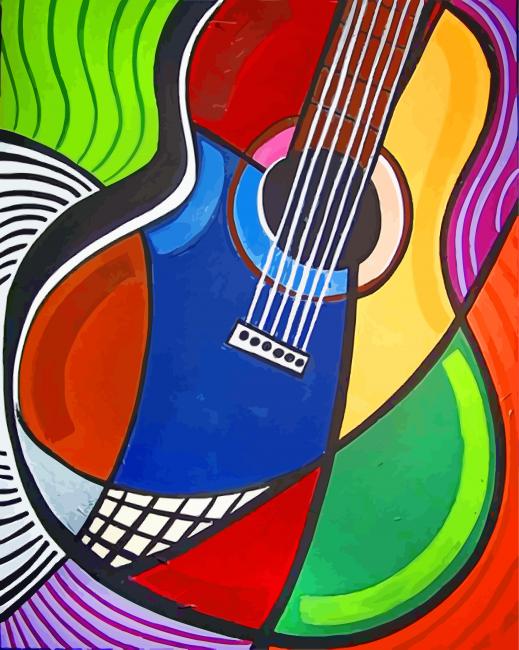 Colorful Guitar Art paint by numbers