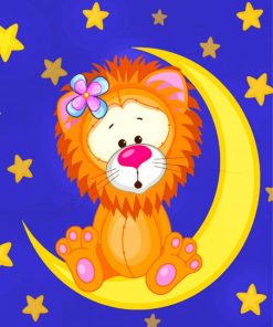 Cute Lion On Moon paint by numbers