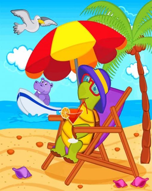 Turtle Enjoying The Summer paint by numbers