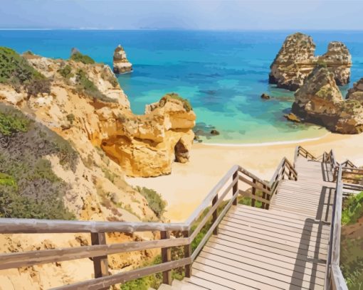 Wooden Stairway Algarve paint by numbers