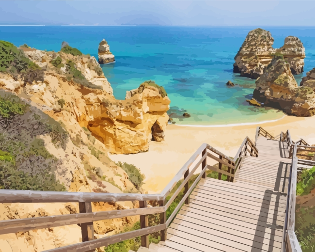 Wooden Stairway Algarve paint by numbers