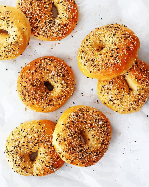 Bagels Homemade Foods paint by numbers