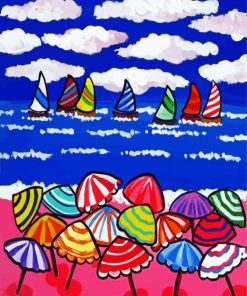 Colorful Beach Umbrellas paint by numbers