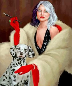 Cruella And Dalmatian Dog paint by numbers