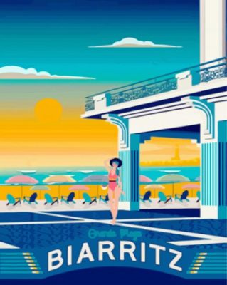 Biarritz Beach Poster paint by numbers