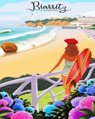 Aesthetic Biarritz Beach paint by numbers