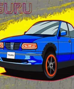 Illustration Blue Nissan Tsuru paint by numbers