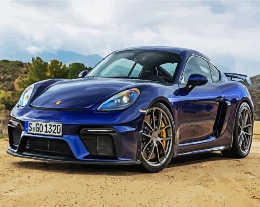 Cool Blue Porsche Cayman paint by numbers