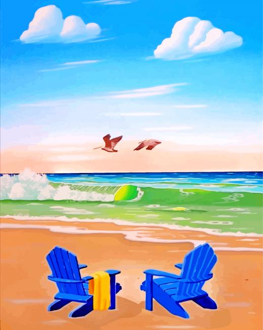 Blue Beach Chairs paint by numbers