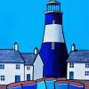 Blue Lighthouse And Boats paint by numbers