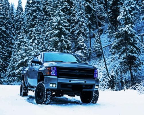 Chevy Silverado In Snow paint by numbers