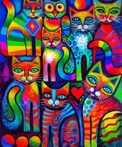 Colorful Whimsical Cats paint by numbers