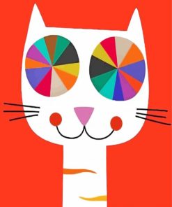 Aesthetic Colorful Cat paint byn umbers