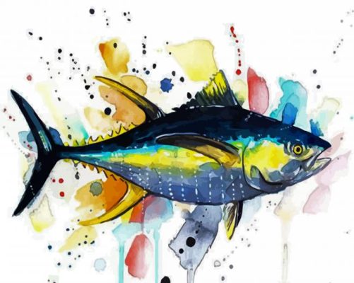 Colorful Splatter Tuna Fish paint by numbers