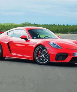 Red Porsche Cayman paint by numbers