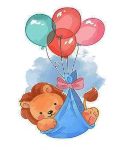 Baby Leo And Balloons paint by numbers