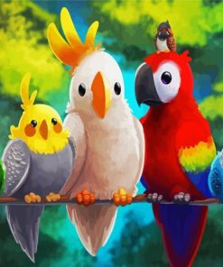 Cute Birds On Branch paint by numbers