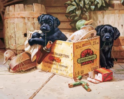 Adorable Black Dogs paint by numbers