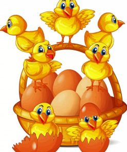 Yellow Chicks And Eggs paint by numbers