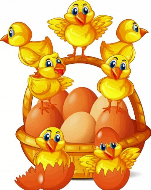 Yellow Chicks And Eggs paint by numbers