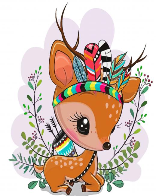 Cute Deer Animal paint by numbers