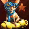 Dog With Helmet And Glasses paint by numbers