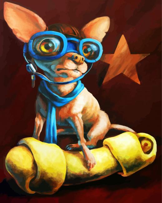 Dog With Helmet And Glasses paint by numbers