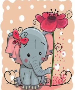 Cute Elephant With Butterfly paint by numbers