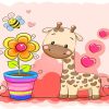 Cute Giraffe And Plant paint by numbers