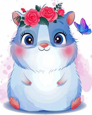 Hamster With Flowers Crown paint by numbers