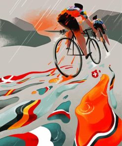 Cyclists Under Rain Art paint by numbers