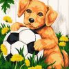 Cute Dog And Football paint by numbers