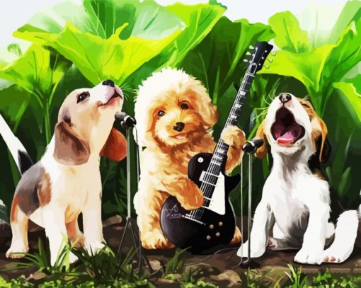 Dogs Rock Band paint by numbers