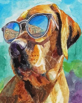 Dog Wearing Glasses paint by numbers