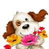 Cute Dog With Flowers paint by numbers