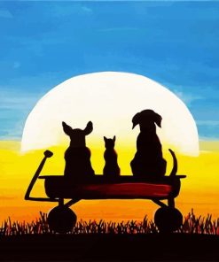 Dogs Silhouette paint by numbers