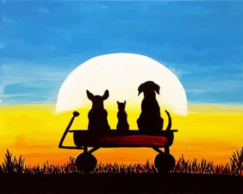 Dogs Silhouette paint by numbers