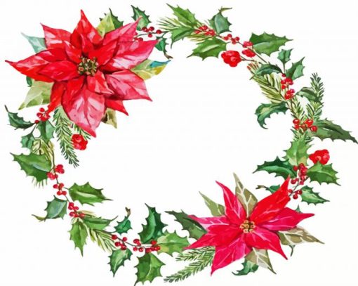 Floral Christmas Wreath paint by numbers