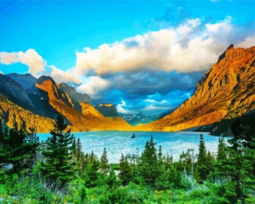 Glacier National Park Landscape paint byb numbers