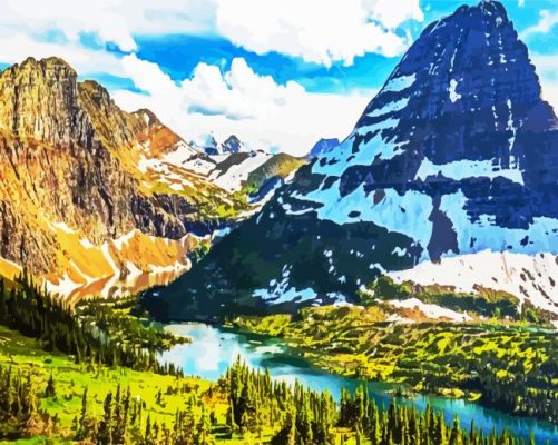 Aesthetic Glacier National Park paint by numbers