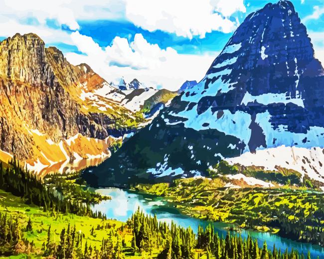 Aesthetic Glacier National Park paint by numbers
