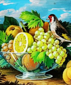 Goldfinch On Fruits Bowl paint by numbers