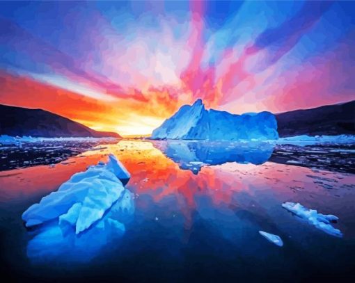 Greenland Sunset On Ice paint by numbers