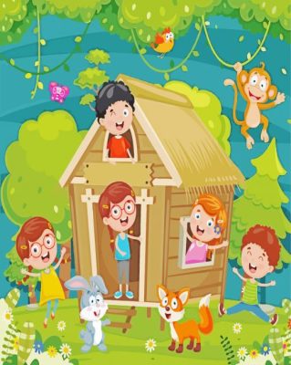 Happy Kids And Animals paint by numbers