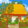 House And Sunflowers paint by numbers